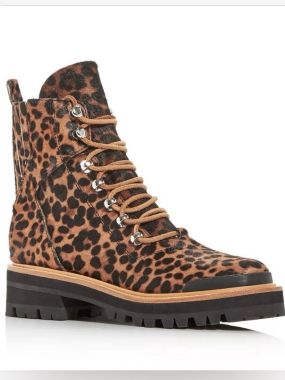 Marc Fisher Leopard Print Lace-Up Ankle Boot in Brown/Black